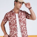 Men’s Maroon Animal Print Casual Shirt