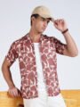 Men’s Maroon Animal Print Casual Shirt