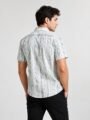 Sage green wave print casual shirt for men