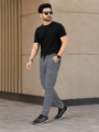 REDTILY Men's Grey Cotton Cargo Pants | Regular Fit Multi-Pocket Casual Cargo Trousers | Elastic Waist Drawstring | Solid Cotton Cargo for Daily Wear